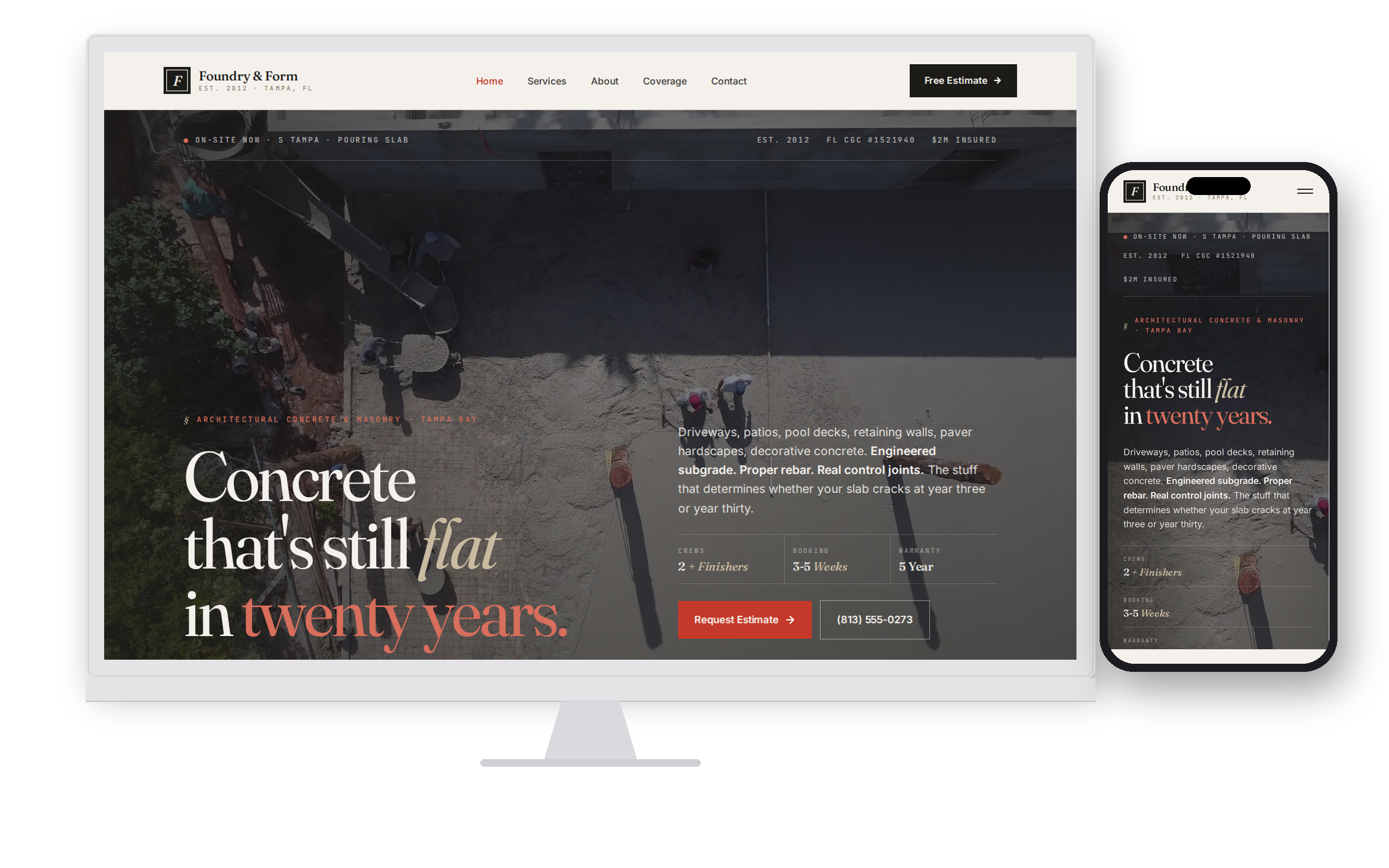 Foundry & Form Concrete & Masonry demo site hero